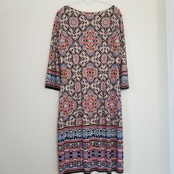 Maggy London Women's Geometric Abstract Boho Hippie Psychedelic Multicolor Sz 8 - Picture 7 of 10